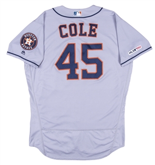 2019 Gerrit Cole Game Used Houston Astros Road Jersey Photo Matched To 8 Games Including 2 Wins (MLB Authenticated & Sports Investors Authentication)